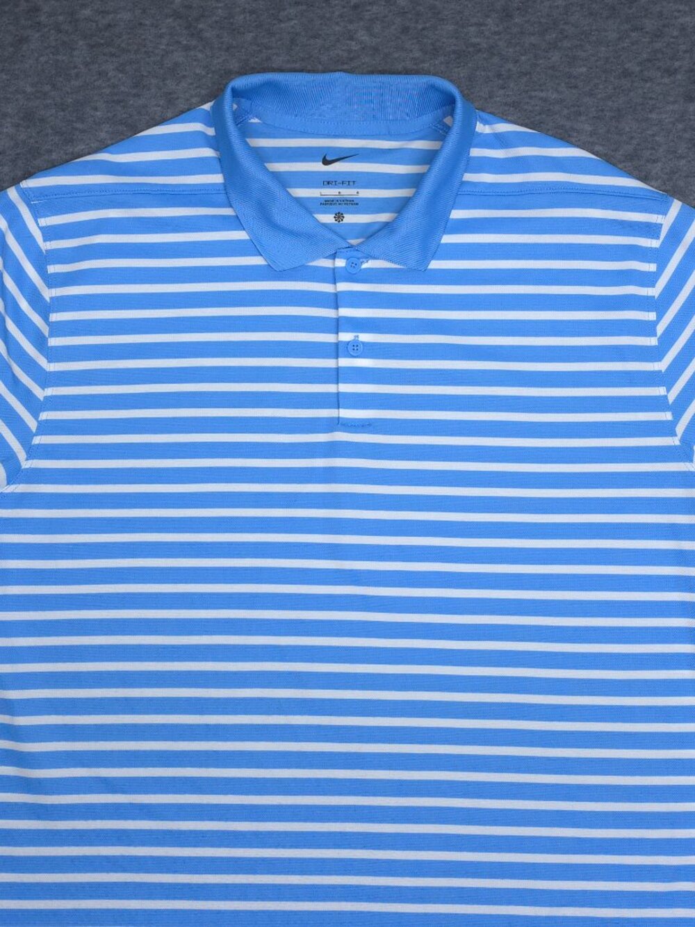 Nike Dri-FIT Blue White Striped Golf Polo Shirt Men's Large